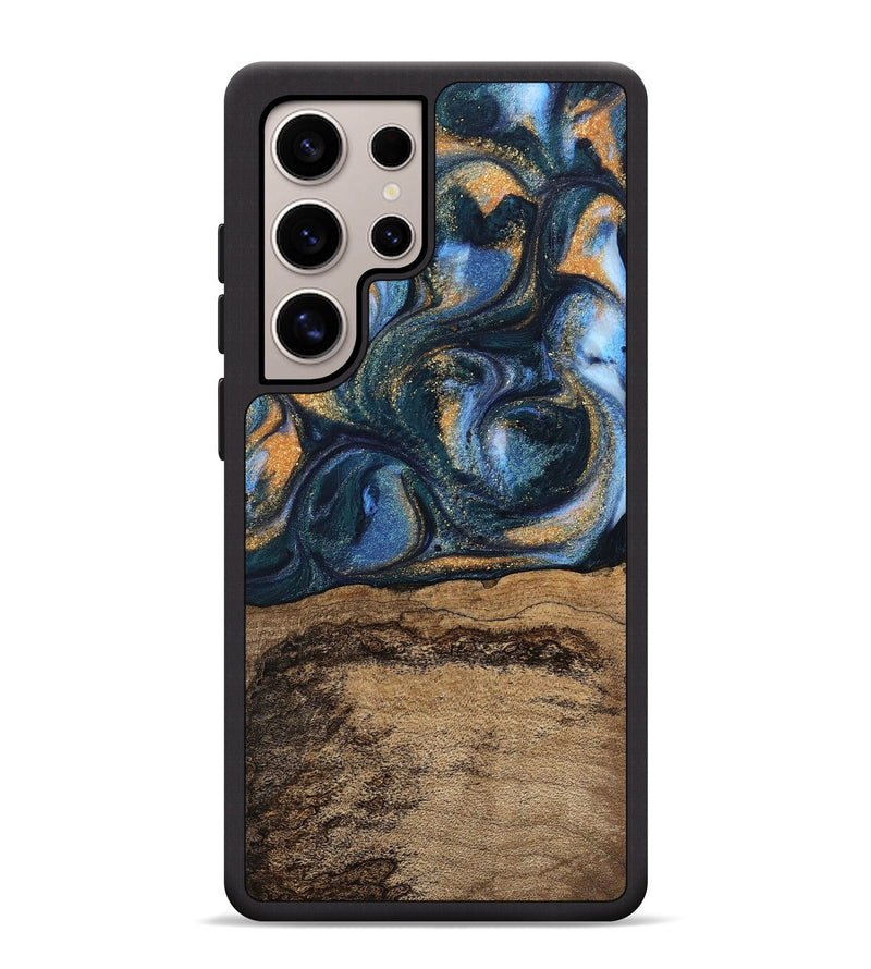 Galaxy S25 Ultra Wood Phone Case - Terry (Teal & Gold, 745172)