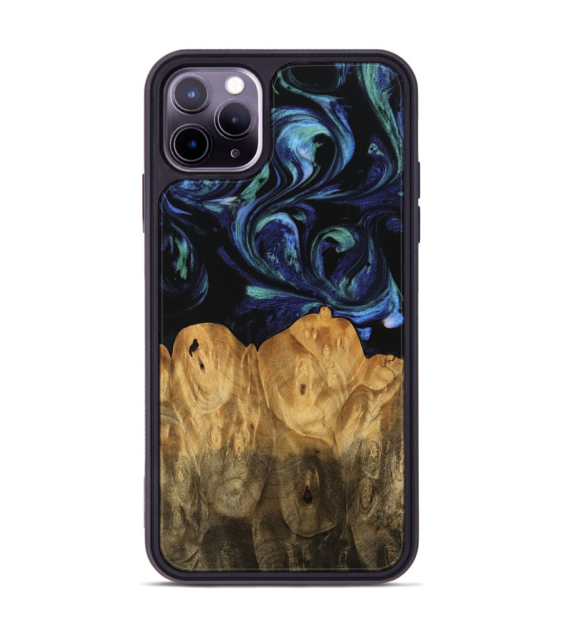 iPhone 11 Pro Max Wood Phone Case - Treyvon (Blue, 745176)