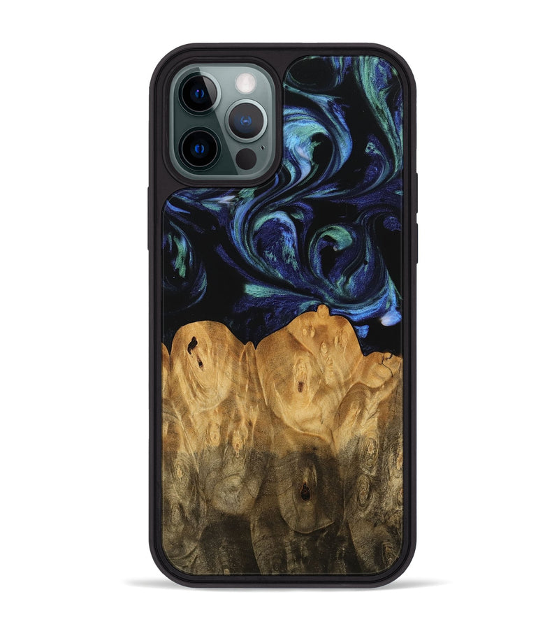 iPhone 12 Pro Max Wood Phone Case - Treyvon (Blue, 745176)