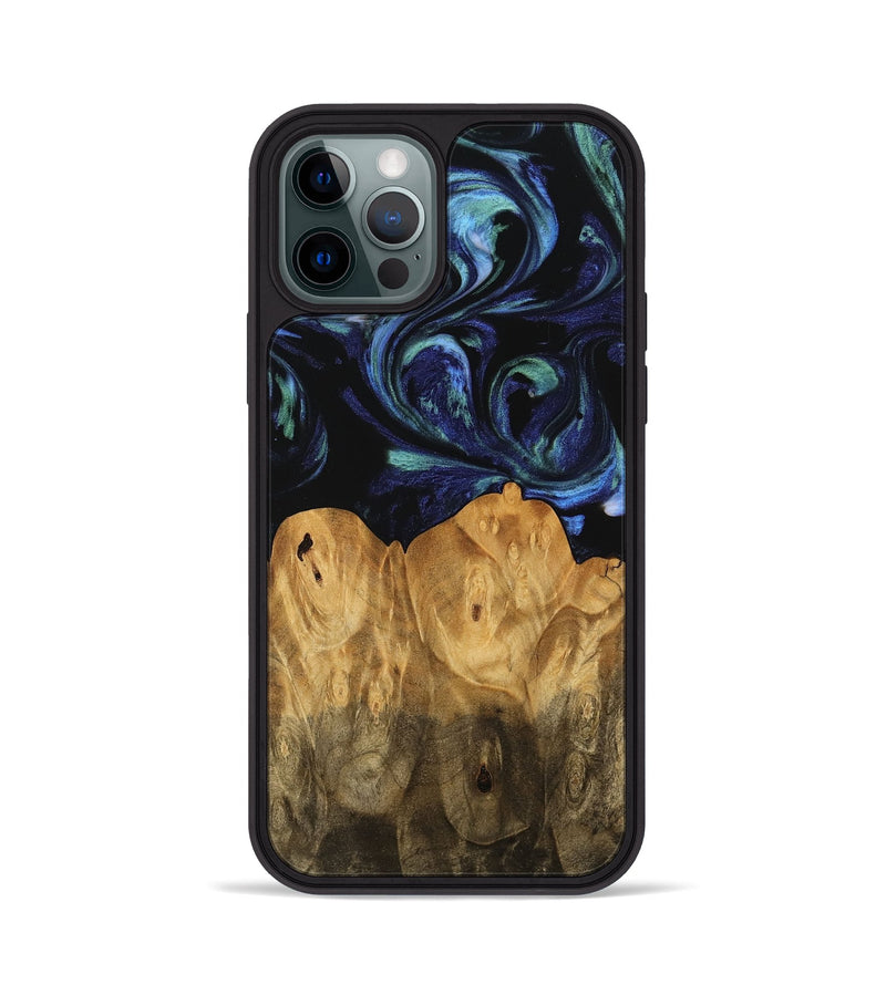 iPhone 12 Pro Wood Phone Case - Treyvon (Blue, 745176)