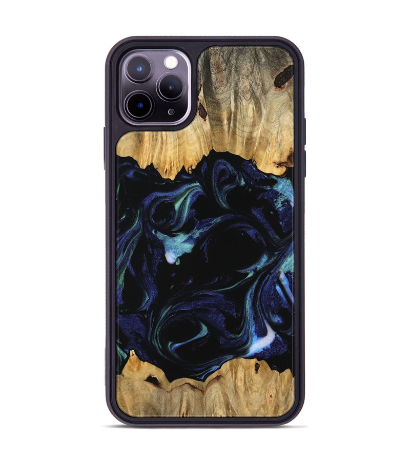 iPhone 11 Pro Max Wood Phone Case - Shailin (Blue, 745178)