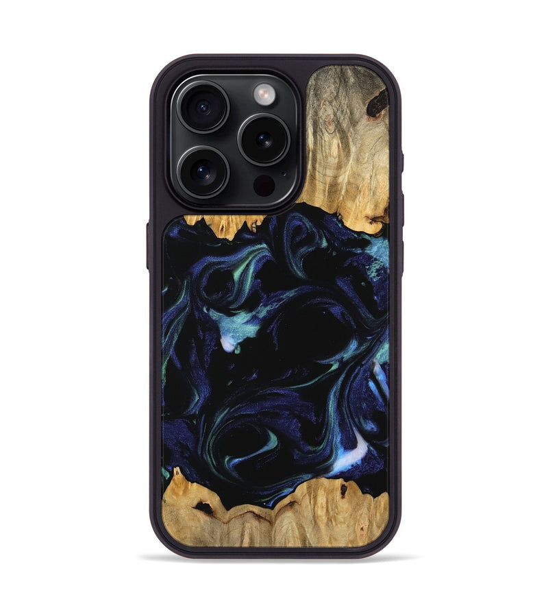 iPhone 15 Pro Wood Phone Case - Shailin (Blue, 745178)