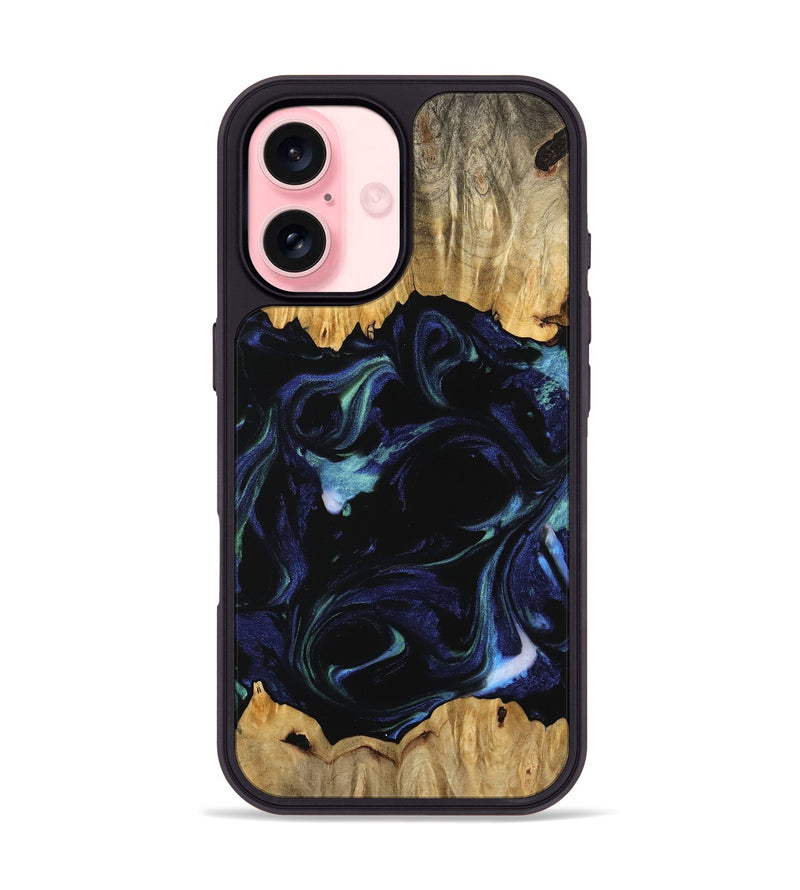 iPhone 16 Wood Phone Case - Shailin (Blue, 745178)