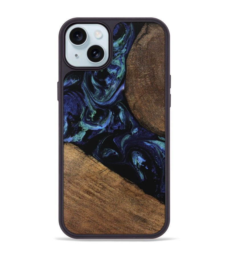 iPhone 15 Plus Wood Phone Case - Cezary (Blue, 745179)