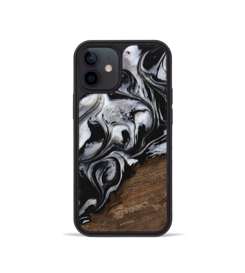 iPhone 12 mini Wood Phone Case - Cyndi (Black & White, 745183)