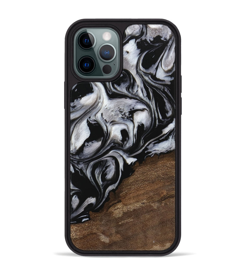 iPhone 12 Pro Max Wood Phone Case - Cyndi (Black & White, 745183)