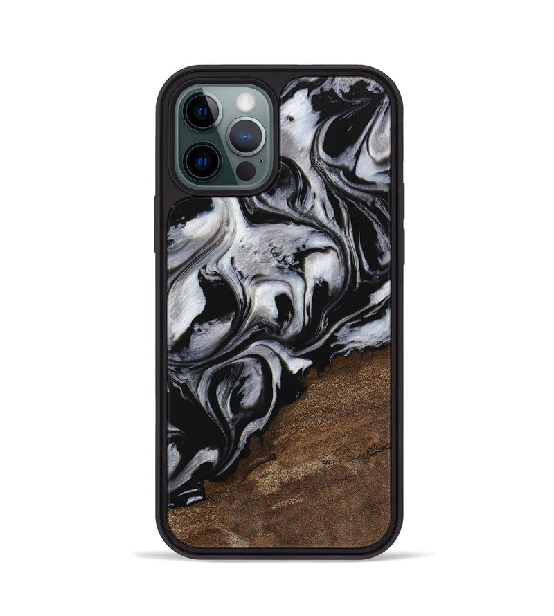 iPhone 12 Pro Wood Phone Case - Cyndi (Black & White, 745183)