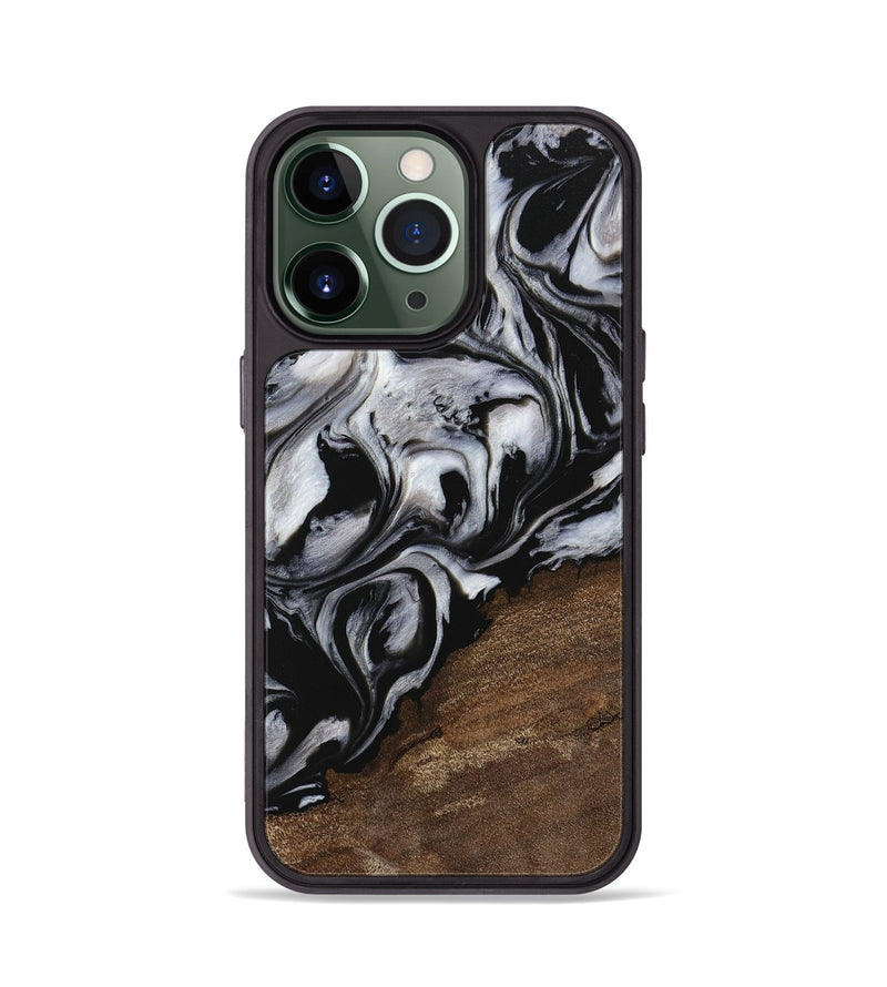 iPhone 13 Pro Wood Phone Case - Cyndi (Black & White, 745183)