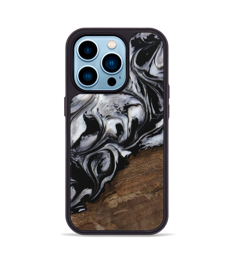 iPhone 14 Pro Wood Phone Case - Cyndi (Black & White, 745183)