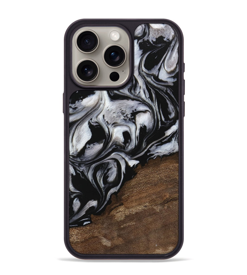 iPhone 15 Pro Max Wood Phone Case - Cyndi (Black & White, 745183)