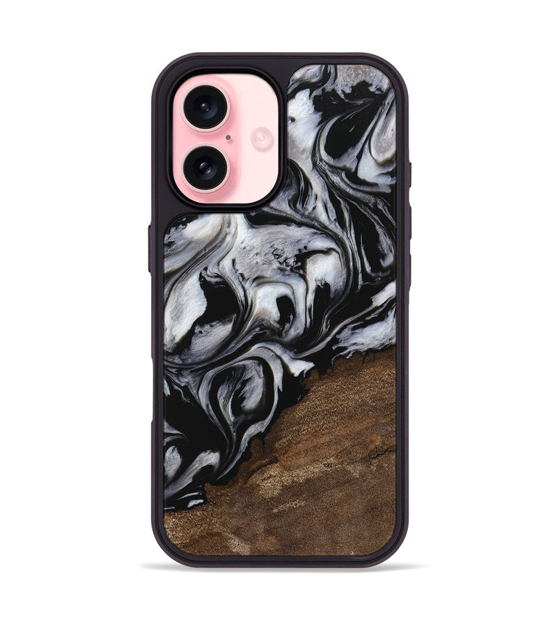 iPhone 16 Wood Phone Case - Cyndi (Black & White, 745183)