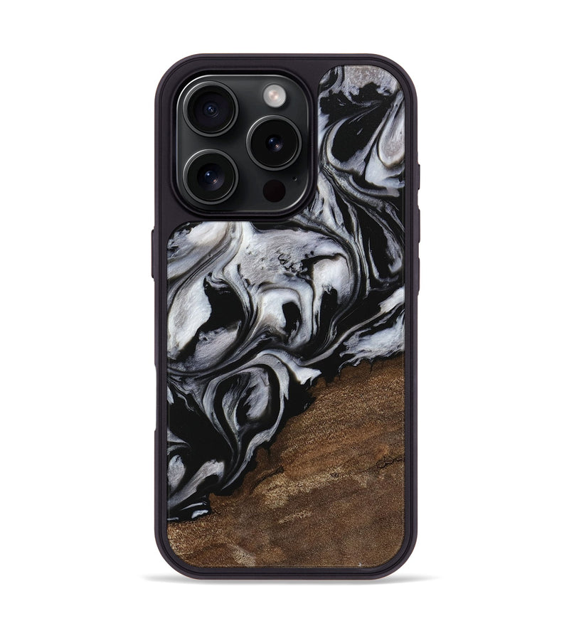 iPhone 16 Pro Wood Phone Case - Cyndi (Black & White, 745183)