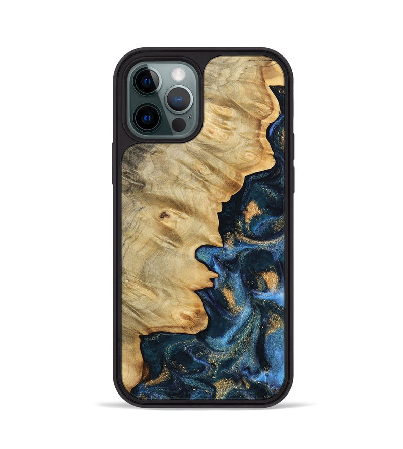 iPhone 12 Pro Wood Phone Case - Alphen (Teal & Gold, 745185)