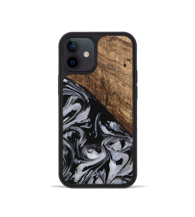 iPhone 12 mini Wood Phone Case - Aubree (Black & White, 745187)