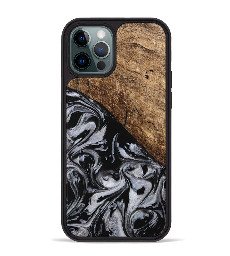 iPhone 12 Pro Max Wood Phone Case - Aubree (Black & White, 745187)