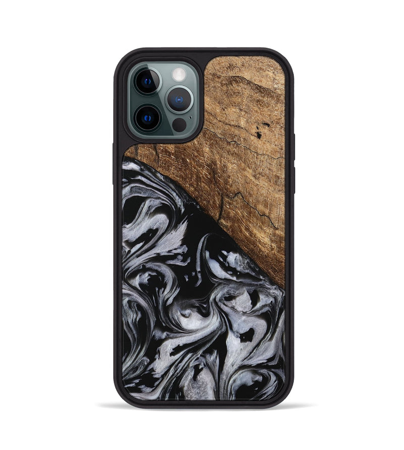 iPhone 12 Pro Wood Phone Case - Aubree (Black & White, 745187)