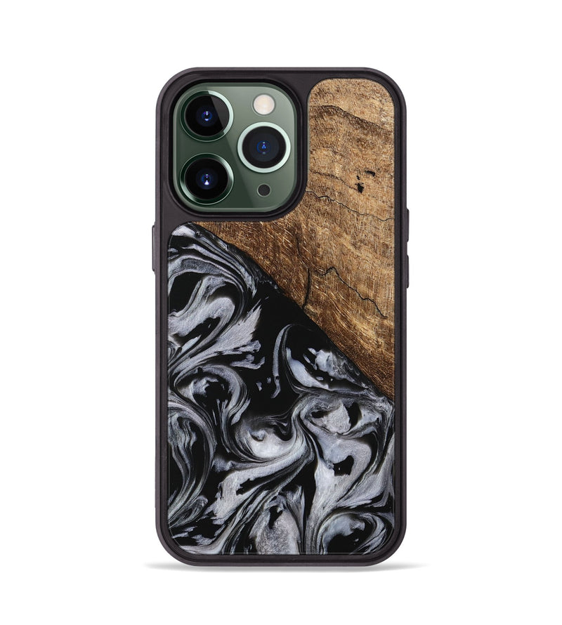 iPhone 13 Pro Wood Phone Case - Aubree (Black & White, 745187)