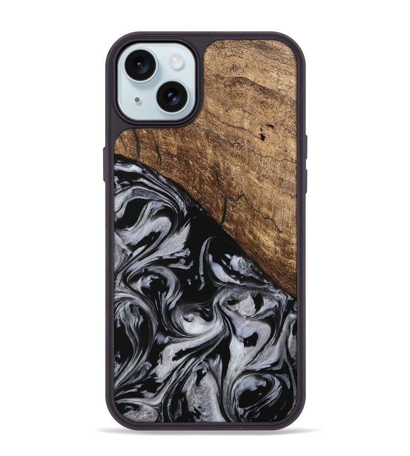 iPhone 15 Plus Wood Phone Case - Aubree (Black & White, 745187)