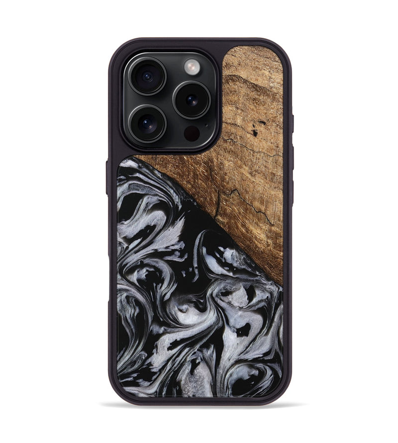 iPhone 16 Pro Wood Phone Case - Aubree (Black & White, 745187)