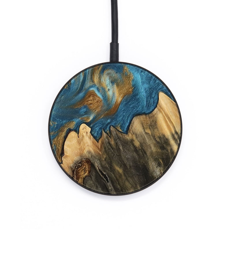 Circle Wood Wireless Charger - Deetta (Teal & Gold, 745192)