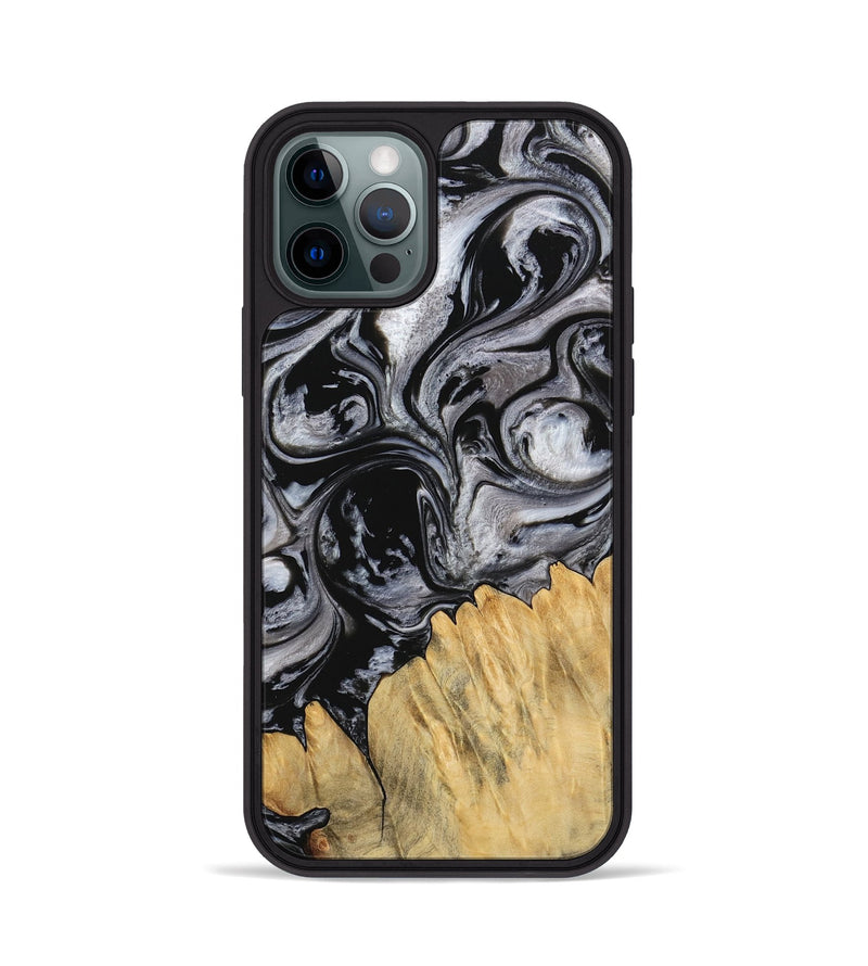 iPhone 12 Pro Wood Phone Case - Harlie (Black & White, 745200)