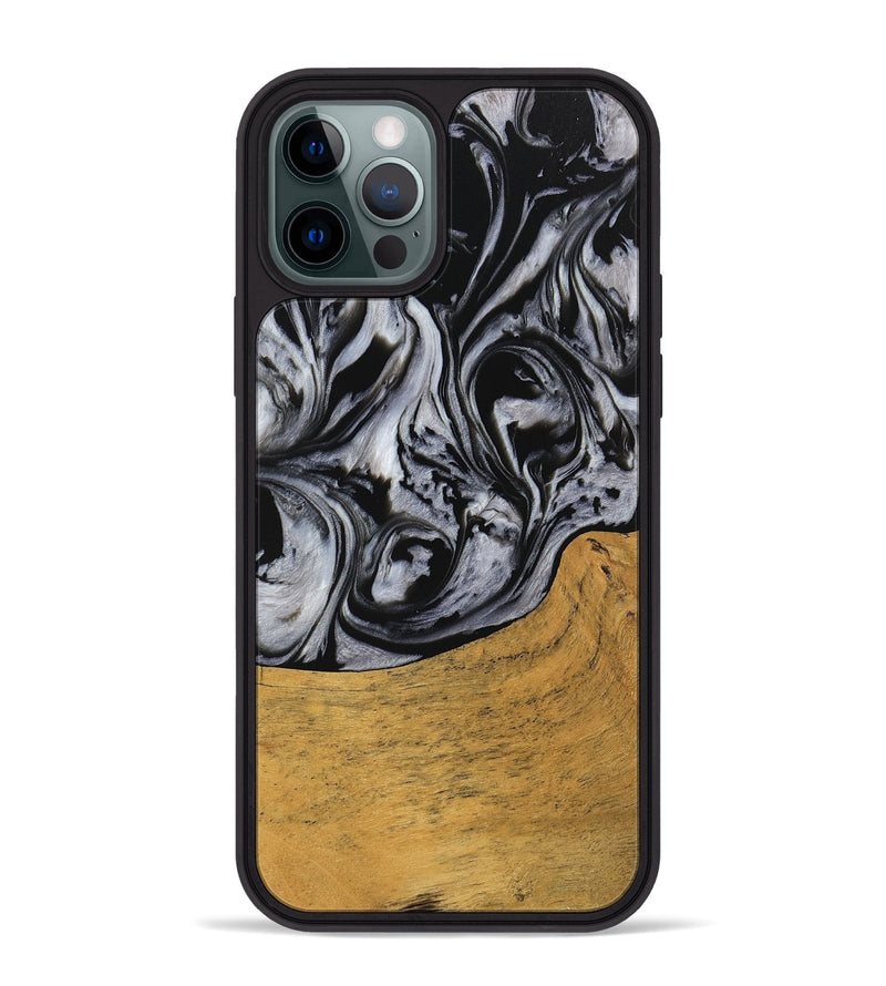 iPhone 12 Pro Max Wood Phone Case - Macey (Black & White, 745201)