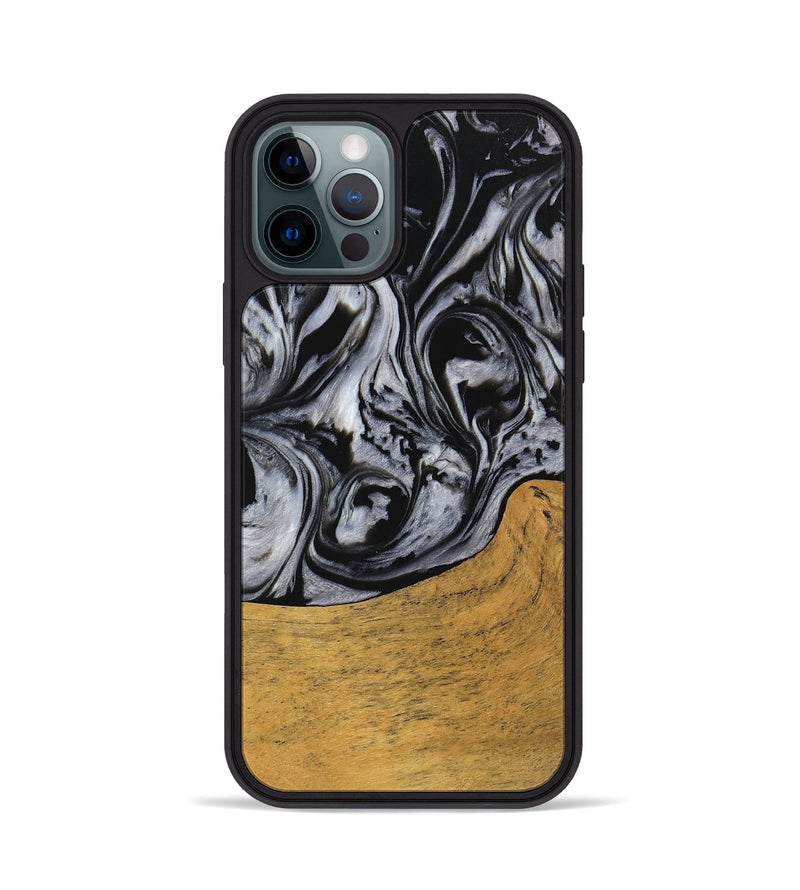 iPhone 12 Pro Wood Phone Case - Macey (Black & White, 745201)