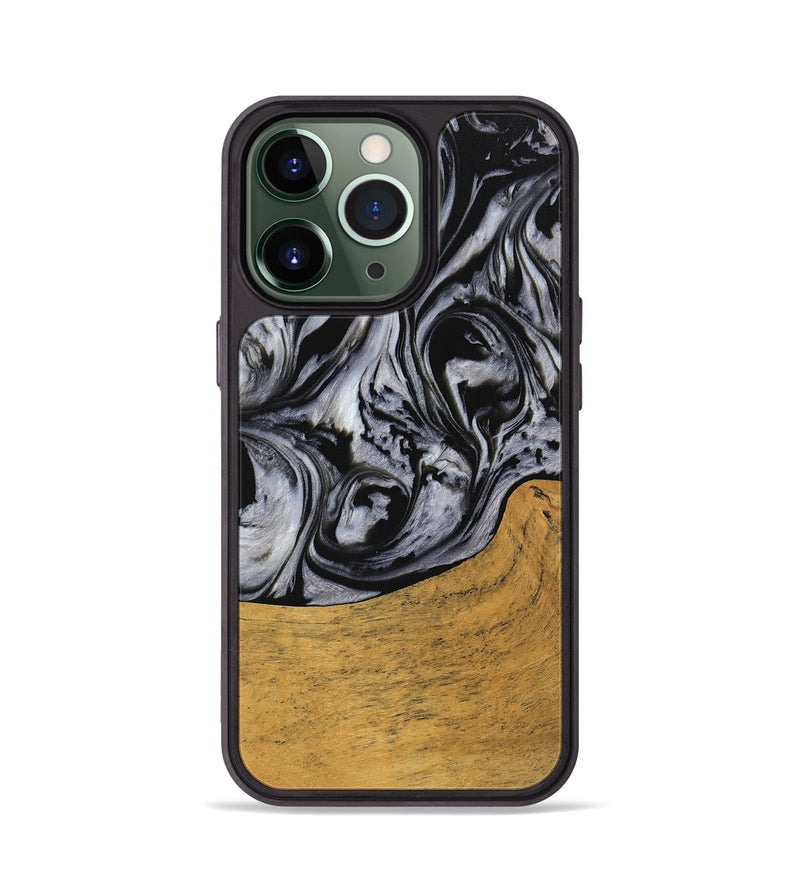 iPhone 13 Pro Wood Phone Case - Macey (Black & White, 745201)