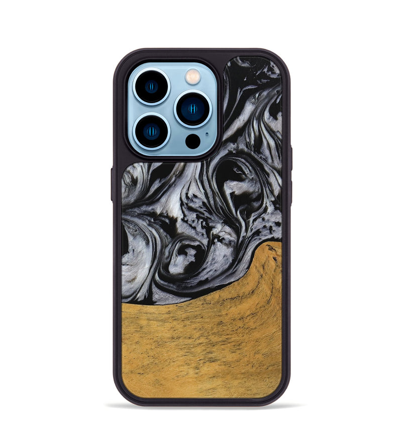 iPhone 14 Pro Wood Phone Case - Macey (Black & White, 745201)