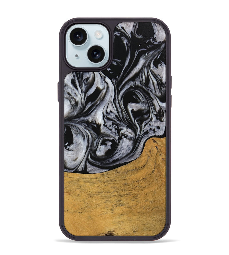 iPhone 15 Plus Wood Phone Case - Macey (Black & White, 745201)