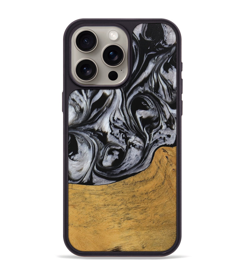 iPhone 15 Pro Max Wood Phone Case - Macey (Black & White, 745201)