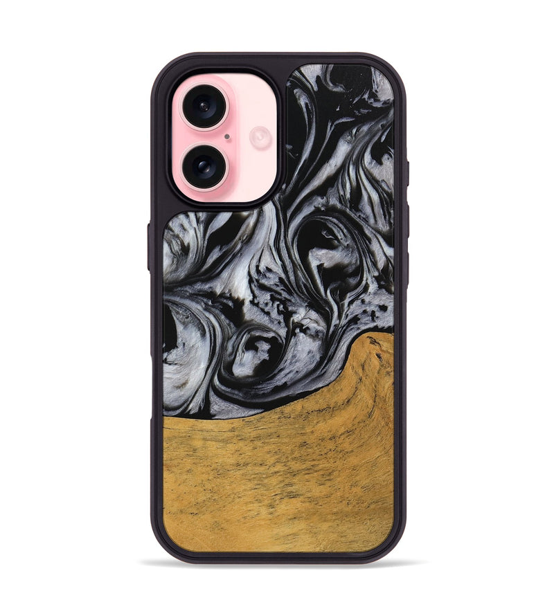 iPhone 16 Wood Phone Case - Macey (Black & White, 745201)