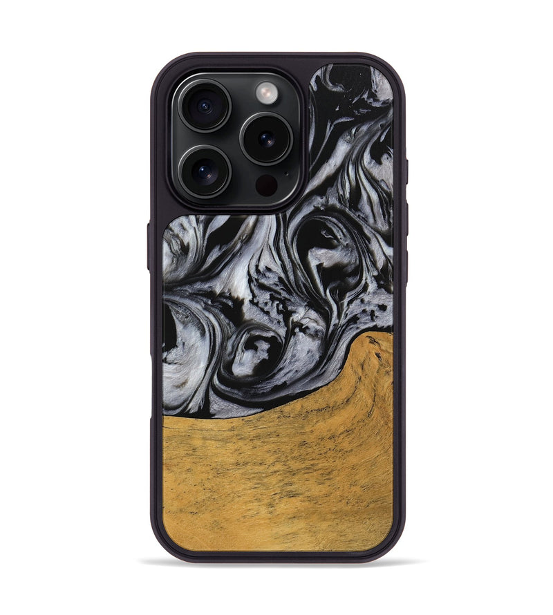 iPhone 16 Pro Wood Phone Case - Macey (Black & White, 745201)