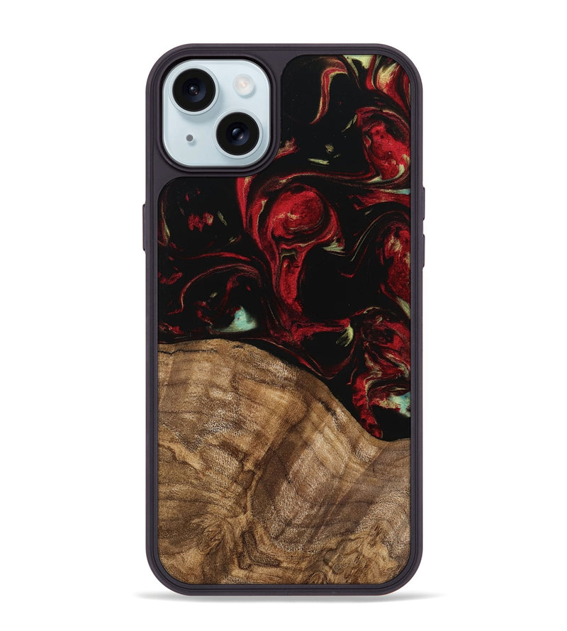 iPhone 15 Plus Wood Phone Case - Jemal (Red, 745211)