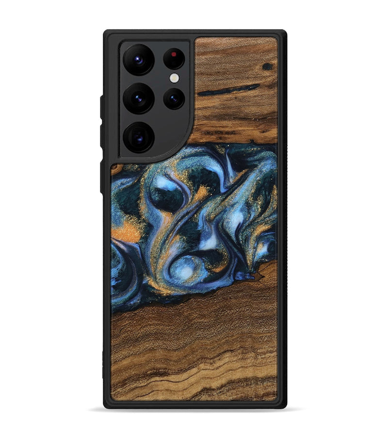 Galaxy S22 Ultra Wood Phone Case - Mietek (Teal & Gold, 745214)