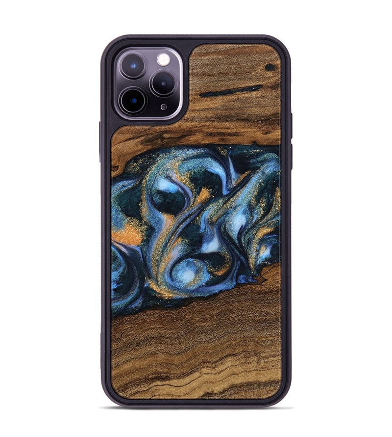 iPhone 11 Pro Max Wood Phone Case - Mietek (Teal & Gold, 745214)