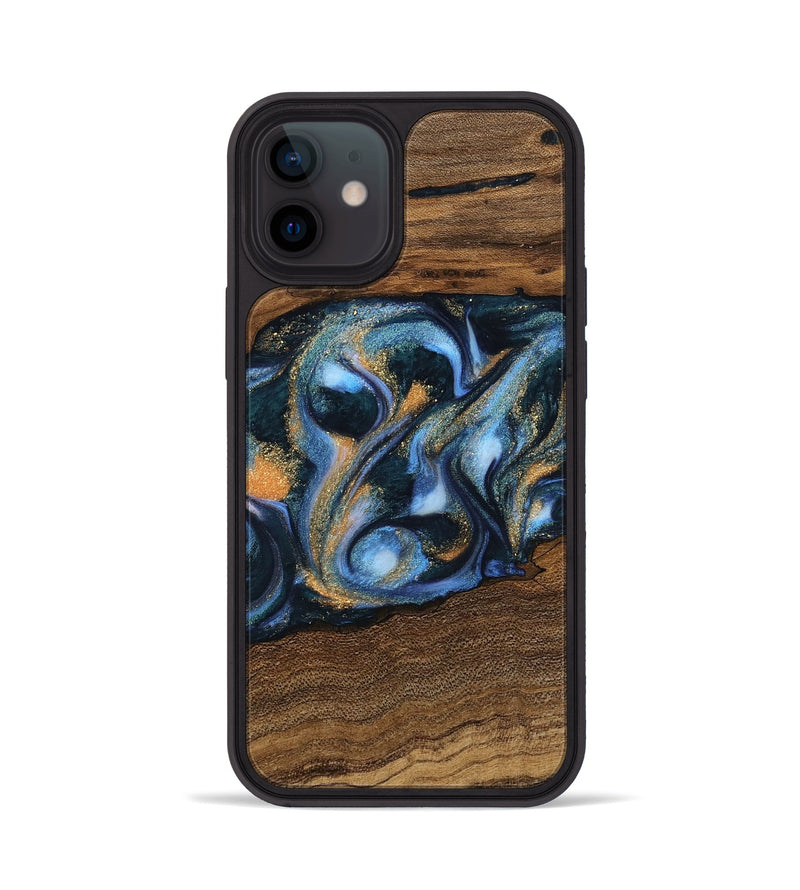 iPhone 12 Wood Phone Case - Mietek (Teal & Gold, 745214)