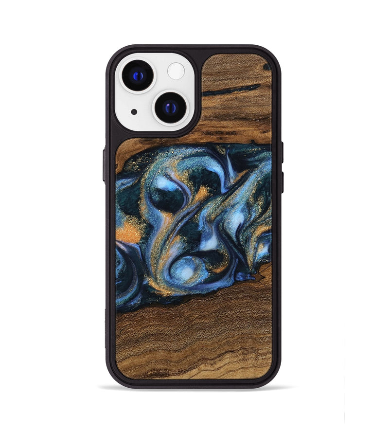 iPhone 13 Wood Phone Case - Mietek (Teal & Gold, 745214)