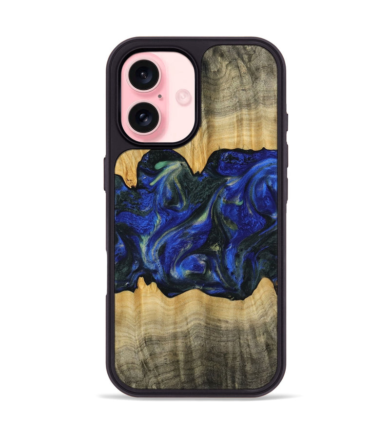 iPhone 16 Wood Phone Case - Gabie (Blue, 745216)