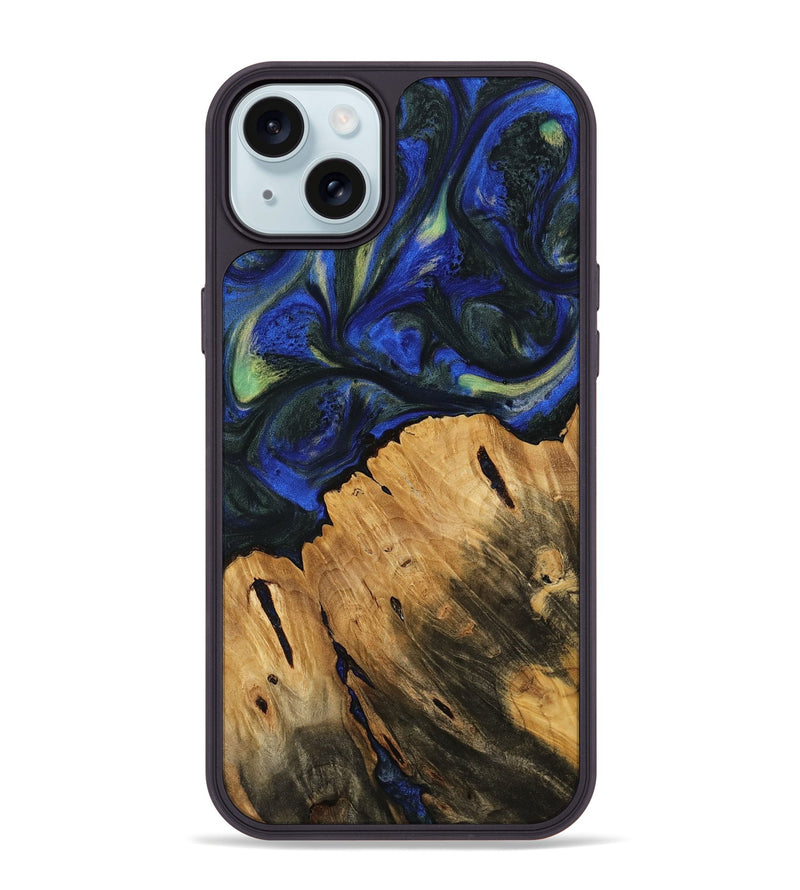 iPhone 15 Plus Wood Phone Case - Petter (Blue, 745217)