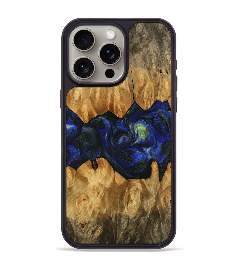 iPhone 15 Pro Max Wood Phone Case - Alfreda (Blue, 745218)