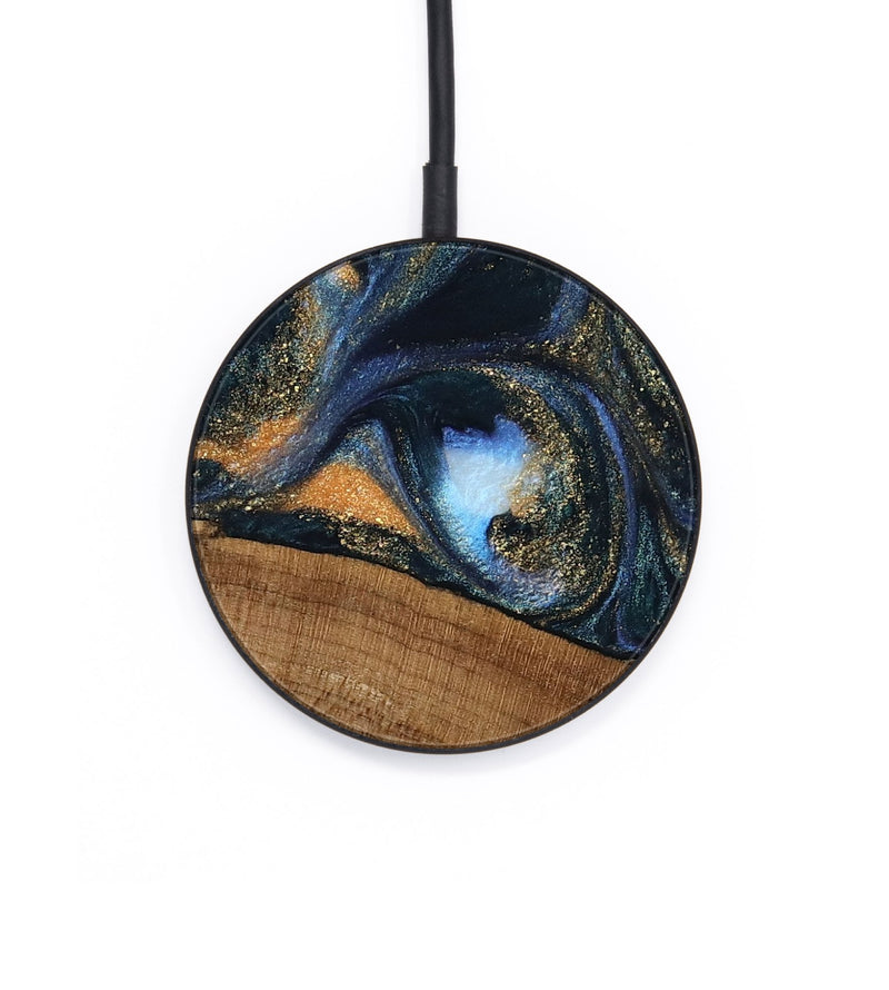 Circle Wood Wireless Charger - Livia (Teal & Gold, 745220)