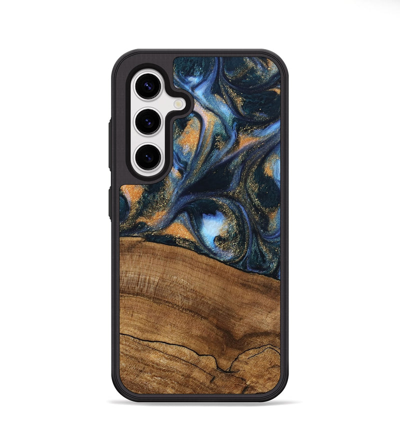 Galaxy S25 Plus Wood Phone Case - Livia (Teal & Gold, 745220)