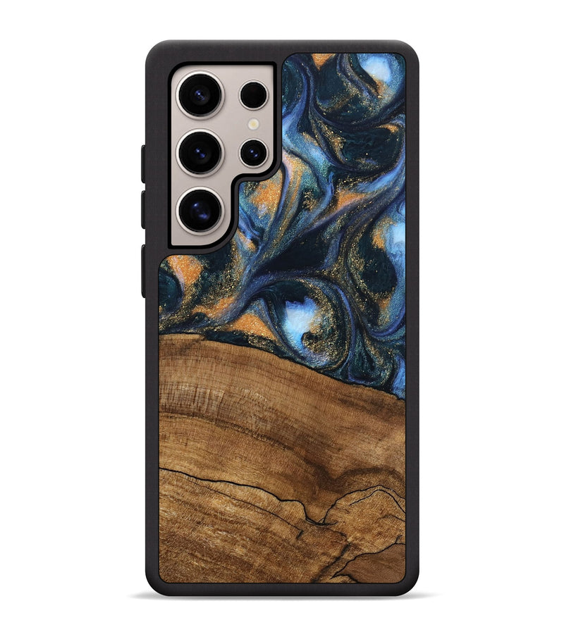 Galaxy S25 Ultra Wood Phone Case - Livia (Teal & Gold, 745220)