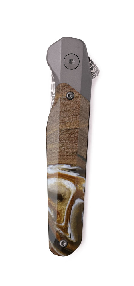 Live Edge Wood Pocket Knife - Ross (Black & White, 745239)