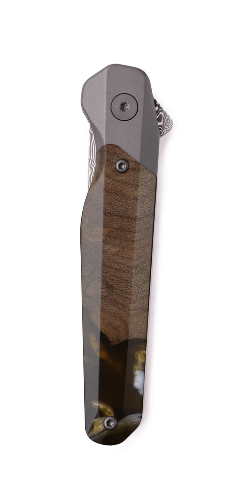 Live Edge Wood Pocket Knife - Kassandra (Black & White, 745242)