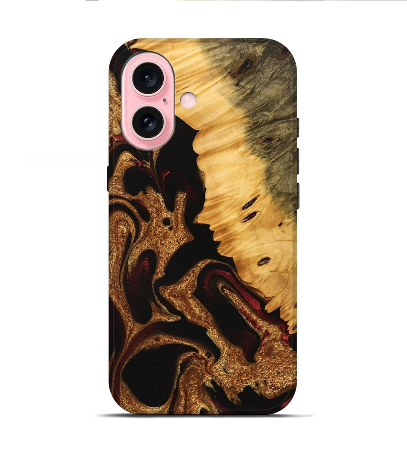 iPhone 16 Wood Live Edge Phone Case - Tami (Red, 745276)