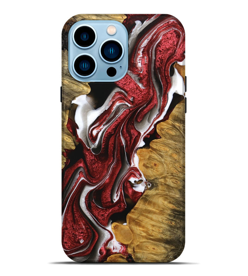 iPhone 14 Pro Max Wood Live Edge Phone Case - Jessee (Red, 745278)