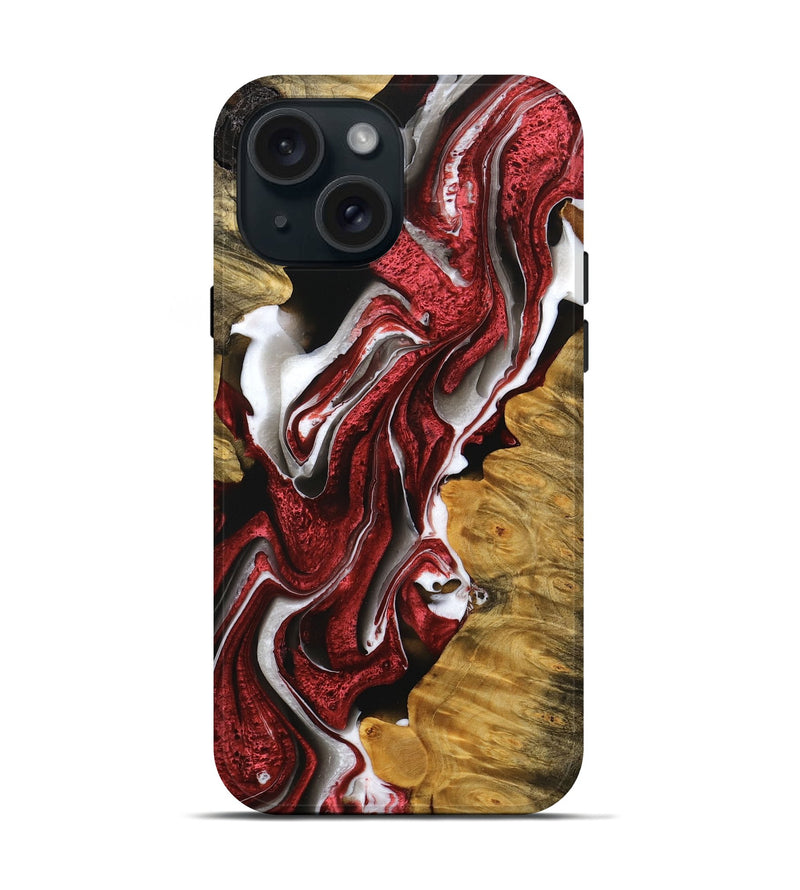 iPhone 15 Wood Live Edge Phone Case - Jessee (Red, 745278)