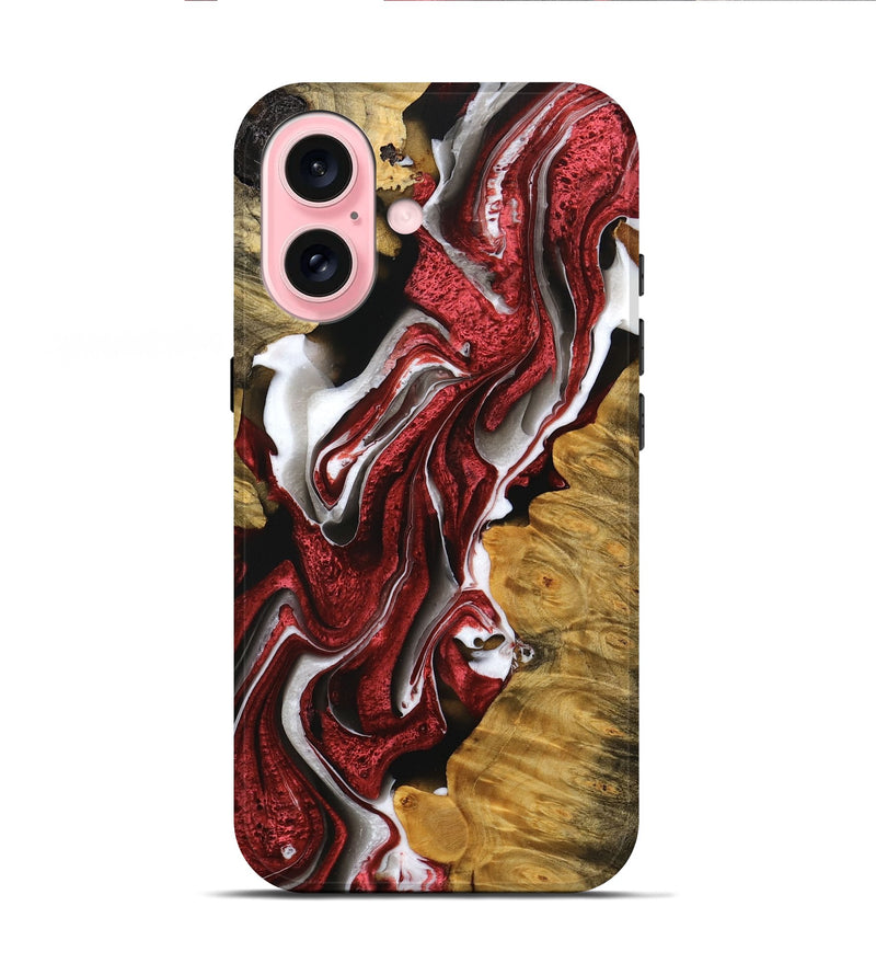 iPhone 16 Wood Live Edge Phone Case - Jessee (Red, 745278)